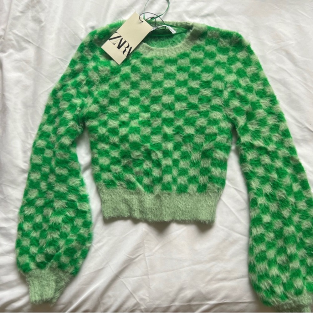 Zara checkered cropped sweater